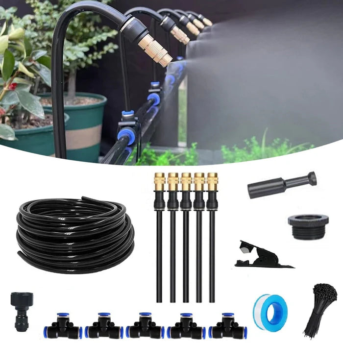 Adjustable Garden Mist Irrigation System Kit with Spray Nozzles