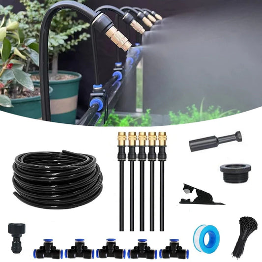 Adjustable Garden Mist Irrigation System Kit with Spray Nozzles