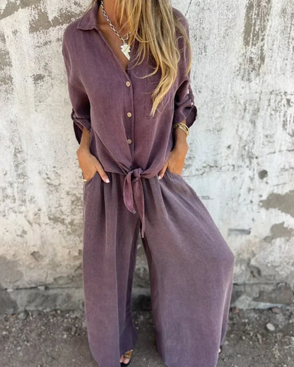 Women’s Effortless Draped Wide-Leg Lounge Set