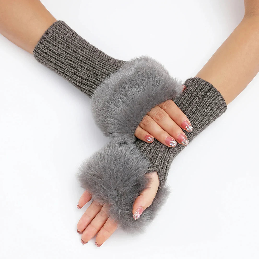 Women’s Faux Fur Cuff Ribbed Arm Warmers