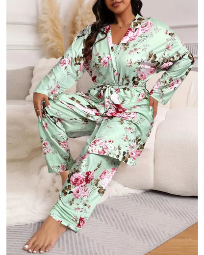 Women's Camisole, Robe & Trouser Lounge Set