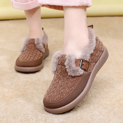 Women’s Fur-Lined Knit-Upper Slip-On Winter Snow Shoes