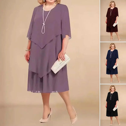 Women’s Irregular Layer Chiffon Midi Dress