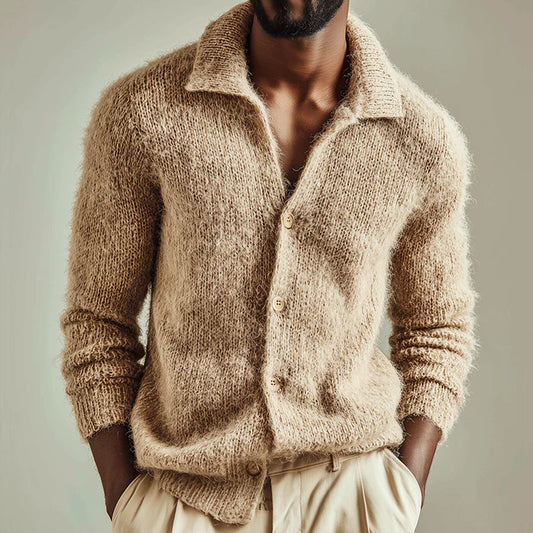 Men’s Retro Knit Lapel Button Cardigan