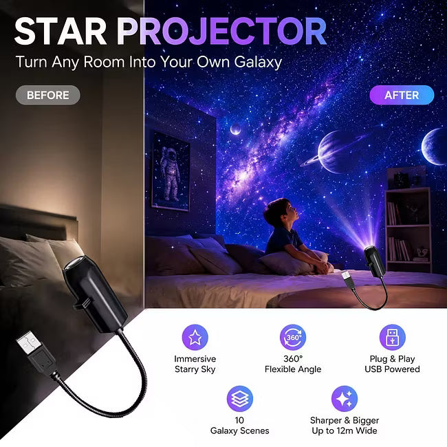 Plug-and-Play HD Starry Sky Projector