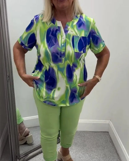 Women's Ombre Henley Pocket Top