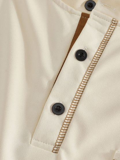 Men's Contrast Stitch Stand Collar Polo Shirt