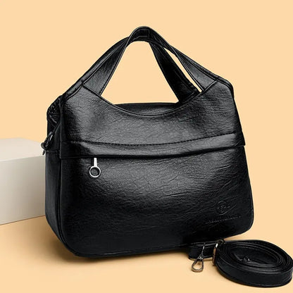 Women’s Multi-Pocket PU Shoulder Bag with Adjustable Strap