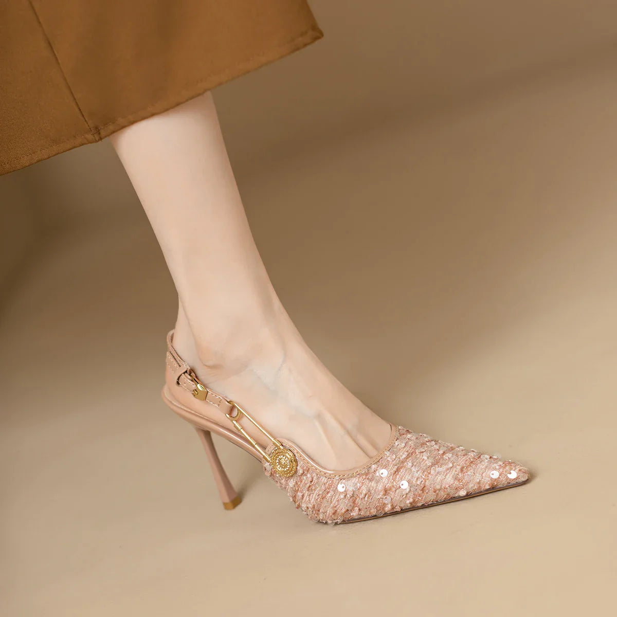 Women’s Sequin Slingback Pointed-Heel Pumps