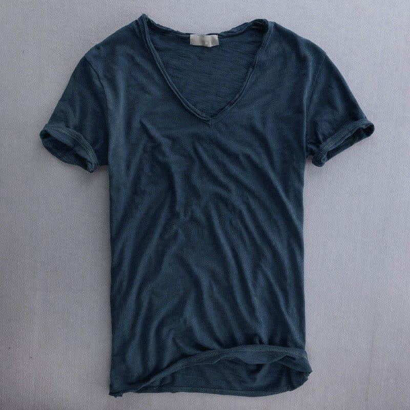 Men's Lightweight Slub Cotton V-Neck T-Shirt