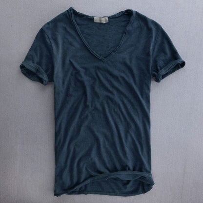 Men's Lightweight Slub Cotton V-Neck T-Shirt