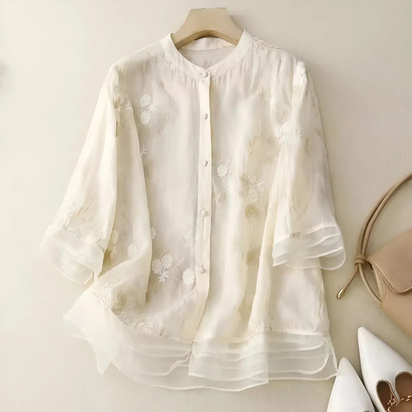 Women’s Embroidered Floral Cotton Top