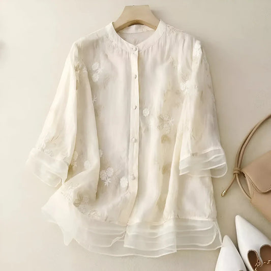 Women’s Embroidered Floral Cotton Top