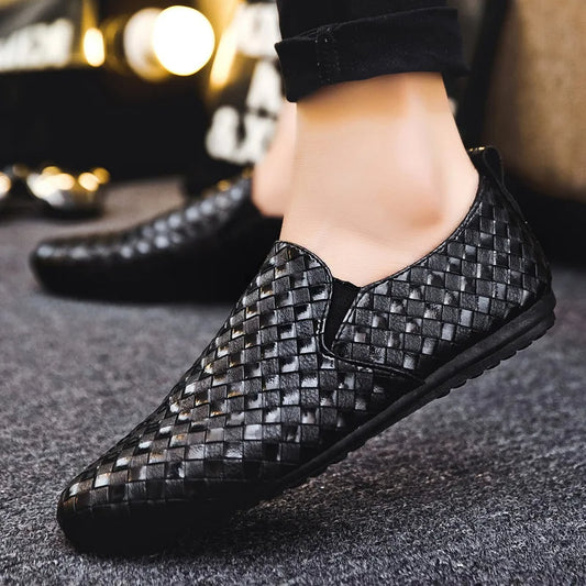 Men's loafers, casual shoes, slip-on leather-Look shoes, glossy finish