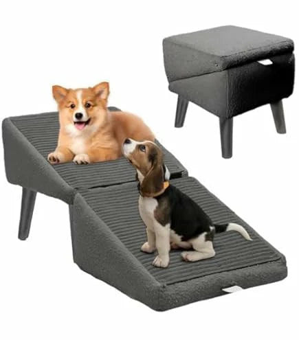 2 in 1 Foldable Dog Ramp and Step Stool with Velvet Grip Surface