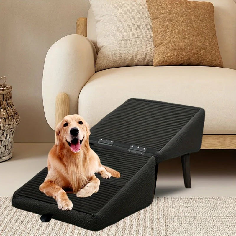2 in 1 Foldable Dog Ramp and Step Stool with Velvet Grip Surface
