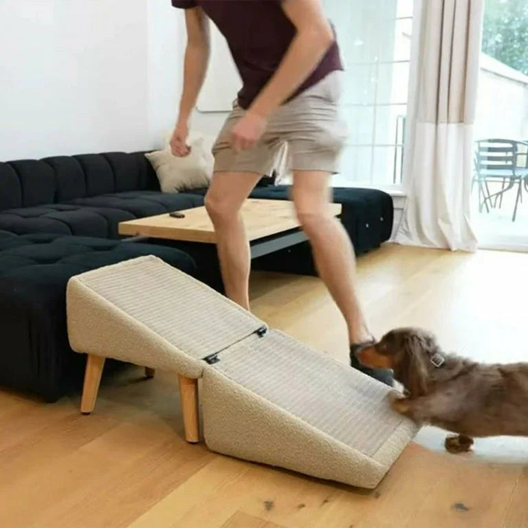 2 in 1 Foldable Dog Ramp and Step Stool with Velvet Grip Surface
