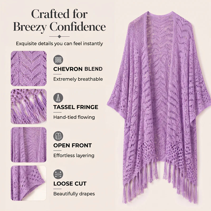 Women’s Crochet Tassel Kimono Cardigan