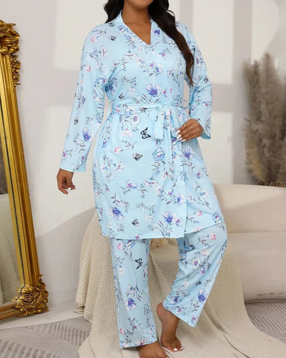 Women's Camisole, Robe & Trouser Lounge Set