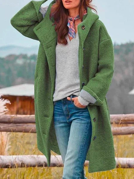 Long-Sleeved Merino Coat With Buttons