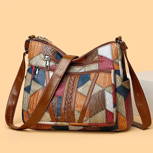 Women’s Geometric Patchwork Mosaic Handbag