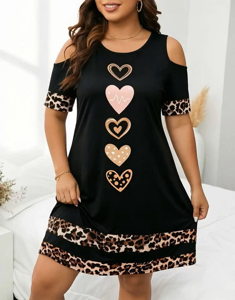 Womne's Leopard Heart Midi Dress