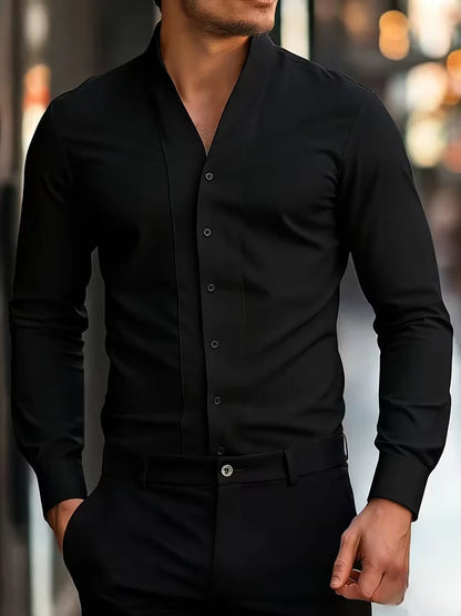 Men’s Classic Open Collar Long Sleeve Shirt