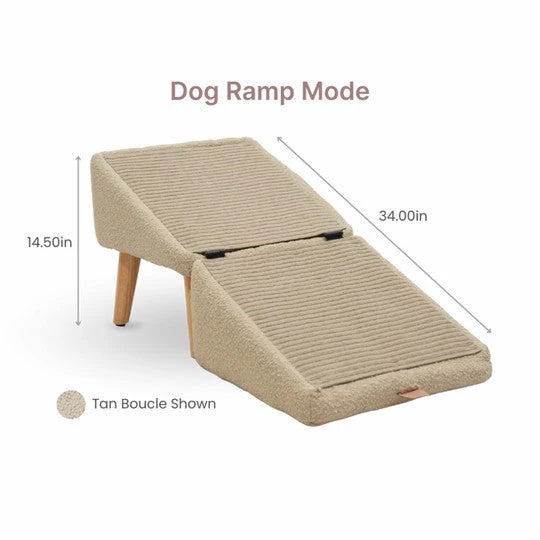 2 in 1 Foldable Dog Ramp and Step Stool with Velvet Grip Surface