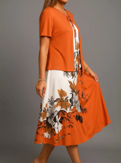 Women's Layered Floral Midi Dress