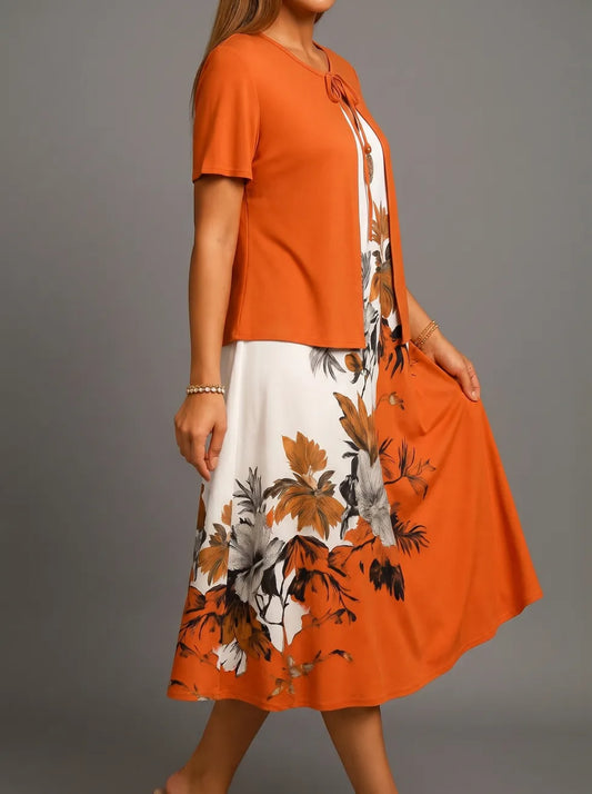 Women's Layered Floral Midi Dress
