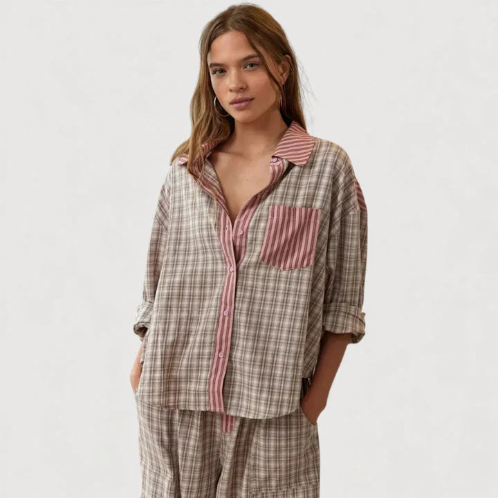 Women’s Relaxed Breathable Shirt and Trousers Pyjama Set