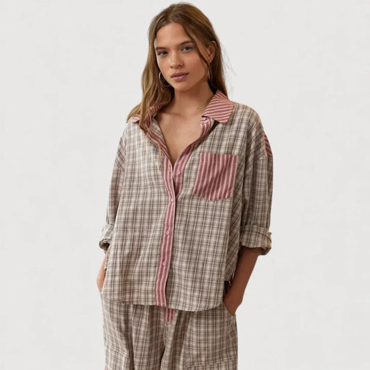 Women’s Relaxed Breathable Shirt and Trousers Pyjama Set