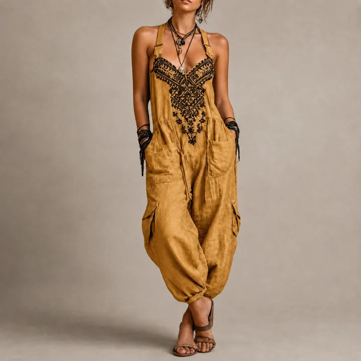 Women’s Bohemian Linen Utility Jumpsuit