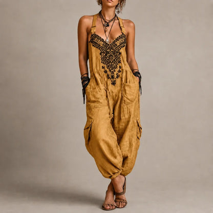 Women’s Bohemian Linen Utility Jumpsuit