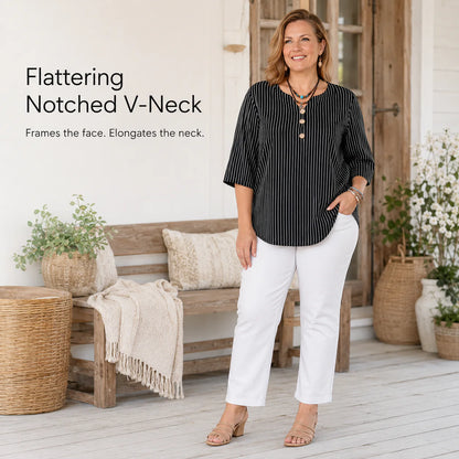 Women’s Plus-Size Geometric Colour-Block Blouse