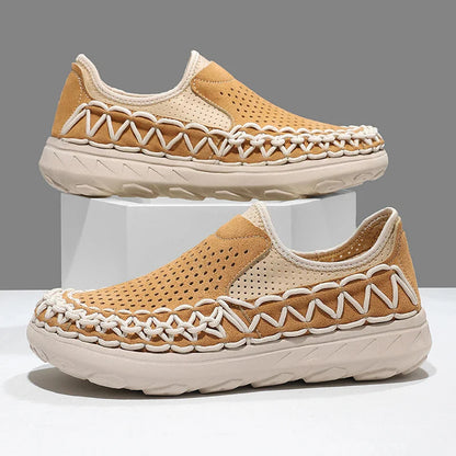 Men's Woven Perforated Slip-On Shoes