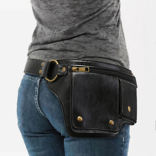 Structured Leather Look Waist Bag