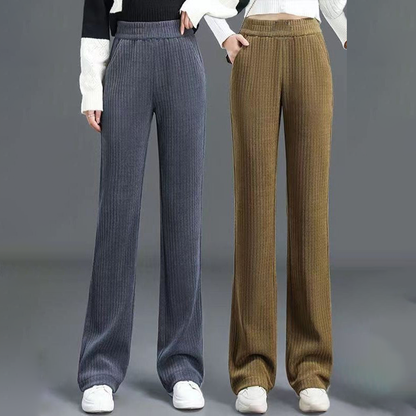 Women's Stretch Elastic Waist Wide-Leg Pants