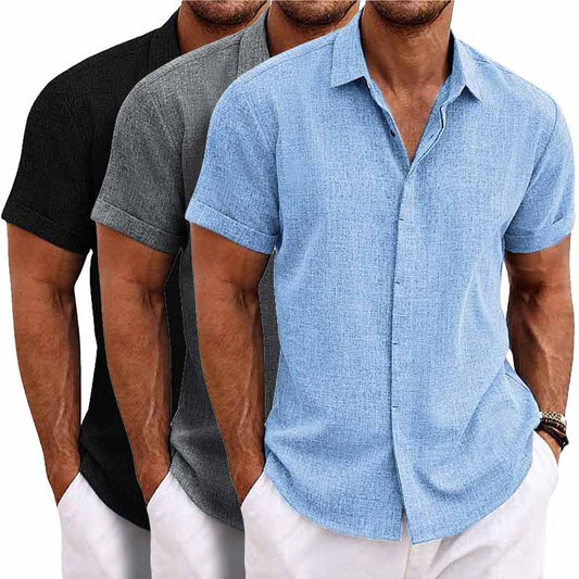 Men’s Cotton-Linen Short Sleeve Summer Shirt