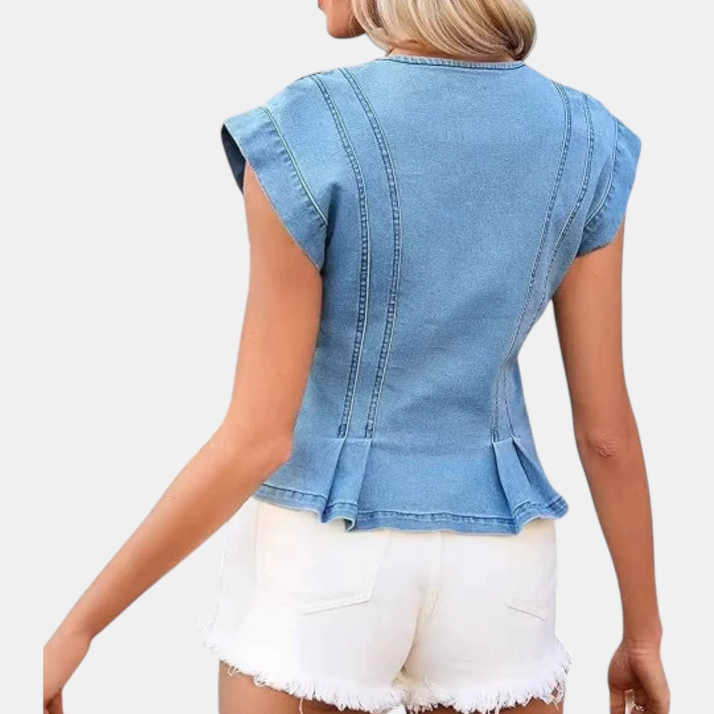 Women’s Pleated Button-Front Denim Vest