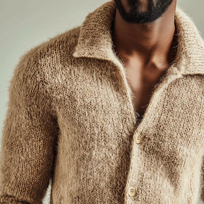 Men’s Retro Knit Lapel Button Cardigan