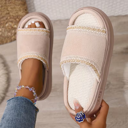 Women’s Contrast Stitch Platform Slides