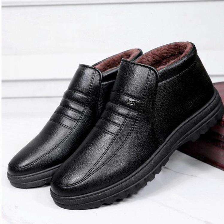Men’s Warm-Lined Casual Leather-Look Winter Shoes