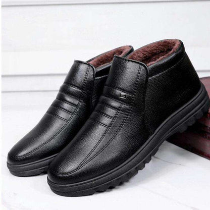 Men’s Warm-Lined Casual Leather-Look Winter Shoes