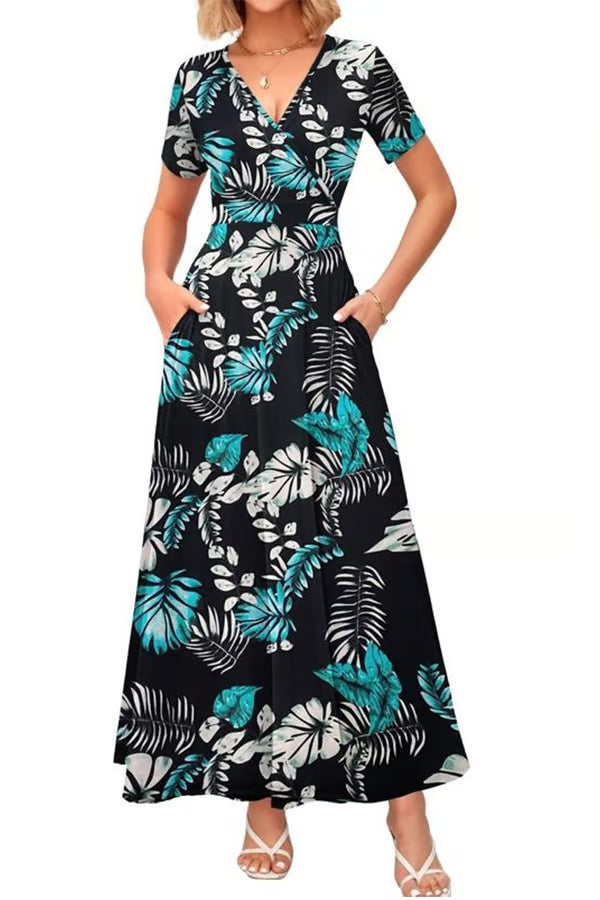 Women’s Floral V-Neck Maxi Dress