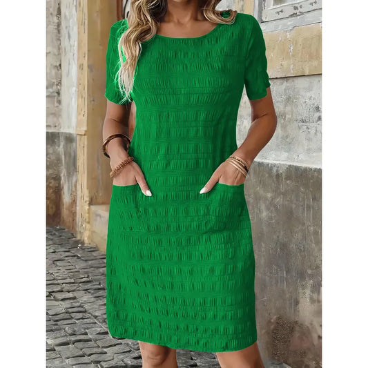 Women's Textured Pocket Shift Dress