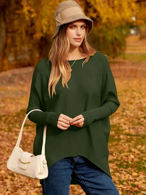 Women’s Ribbed Dolman Sleeve Knit Tunic Sweater