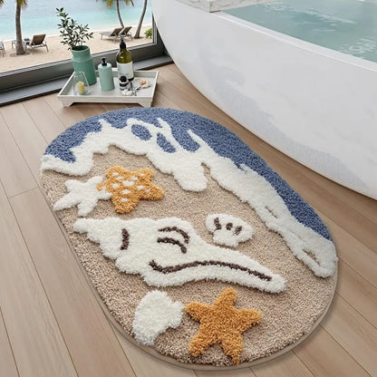 Coastal Beach Bathroom Rug