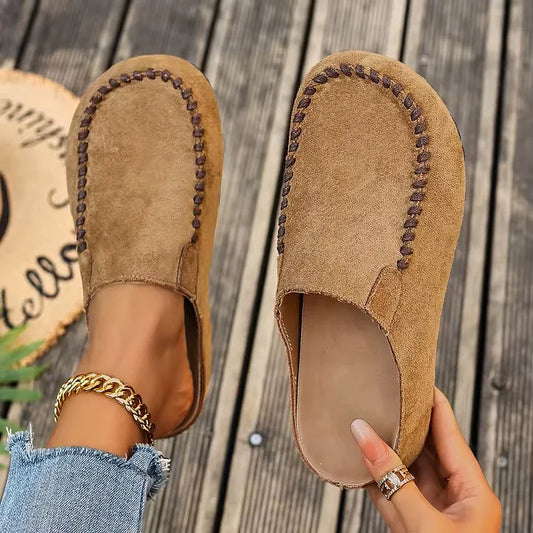 Women’s Retro Comfort Leather-Look Slip-On Mules