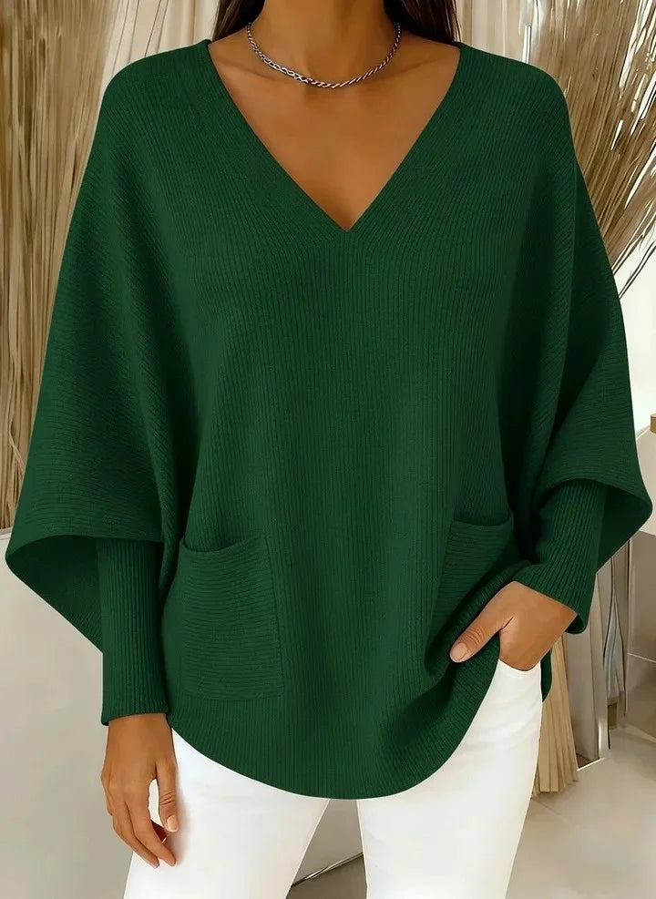 Women’s Casual Solid Colour V-Neck Wool-Blend Sweater
